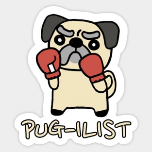 PUG-ILIST Pugilist Pug Boxing Boxer Pugilism Pun Cute Dog Sticker